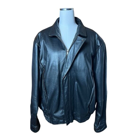 Wilsons Men Black Leather Bomber Biker Jacket Insulated Zip Out lining Size 48 - Picture 10 of 10